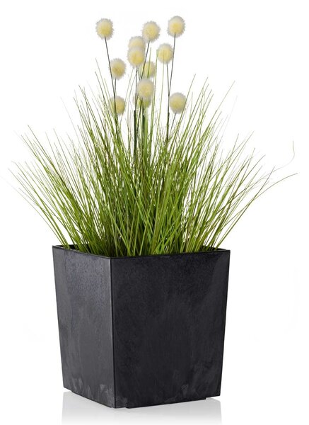 PLASTOVÝ KVETINÁČ FLORE 19X19 CM IMITÁCIA BETÓNU ČIERNA