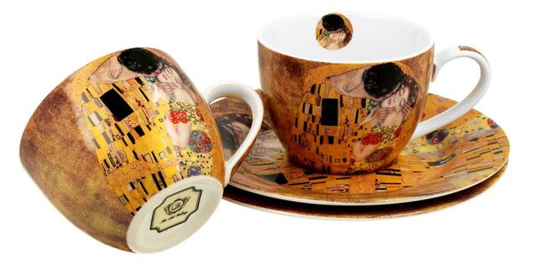 Porcelánová šálka s podšálkou Klimt The Kiss 90 ml sada 2ks
