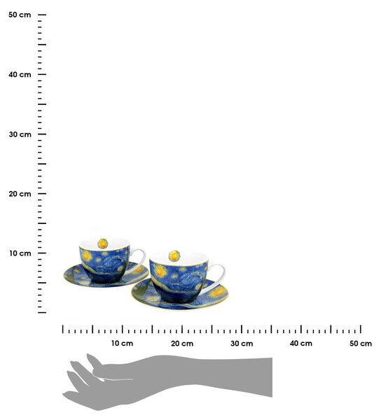 Porcelánová šálka s podšálkou Van Gogh Starry Night 270 ml sada 2ks