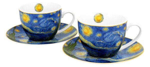 Porcelánová šálka s podšálkou Van Gogh Starry Night 270 ml sada 2ks