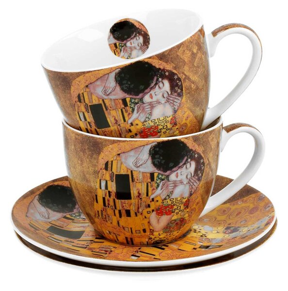 Porcelánová šálka s podšálkou Klimt The Kiss 250 ml sada 2ks