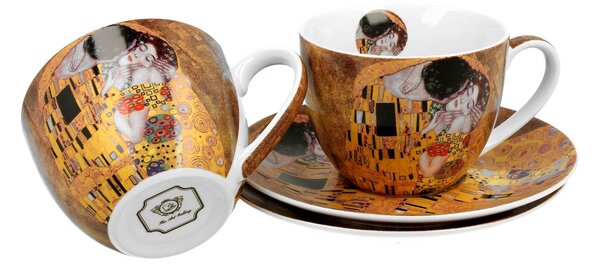Porcelánová šálka s podšálkou Klimt The Kiss 250 ml sada 2ks