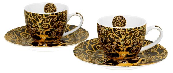 Porcelánová šálka s podšálkou Klimt Tree Of Life 90 ml sada 2ks
