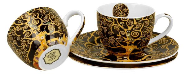 Porcelánová šálka s podšálkou Klimt Tree Of Life 90 ml sada 2ks