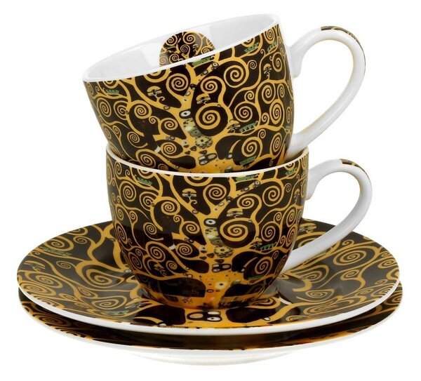 Porcelánová šálka s podšálkou Klimt Tree Of Life 90 ml sada 2ks