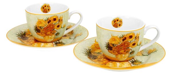 Porcelánová šálka s podšálkou Van Gogh Sunflowers 90 ml sada 2ks