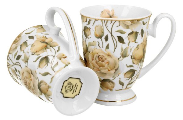 Porcelánový hrnček na nohe Royal English Roses White 320 ml sada 2ks