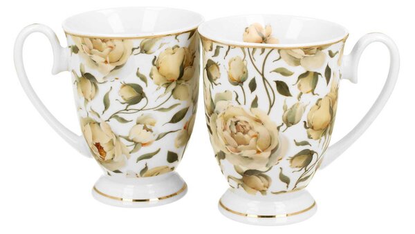 Porcelánový hrnček na nohe Royal English Roses White 320 ml sada 2ks