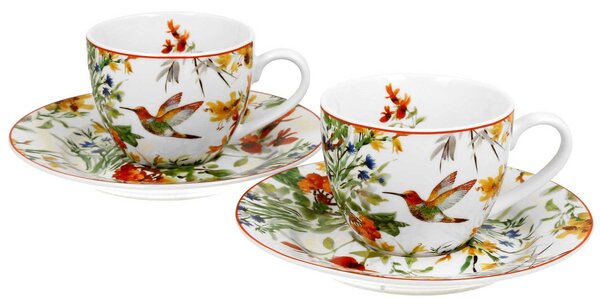 Porcelánová šálka s podšálkou Secret Garden 90 ml sada 2ks
