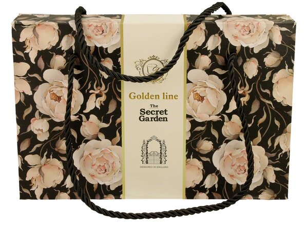 Porcelánová šálka na nohe s podšálkou English Roses Black 90 ml sada 2ks