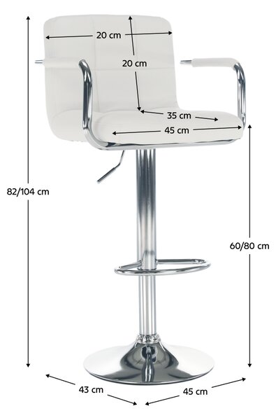 KONDELA Barová stolička, biela ekokoža/chróm, LEORA 3 NEW