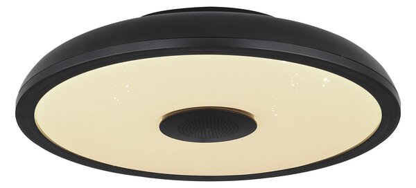 GLOBO Stropné inteligentné LED osvetlenie RAFFY, 18W, RGB, reproduktor, IP44, čierne