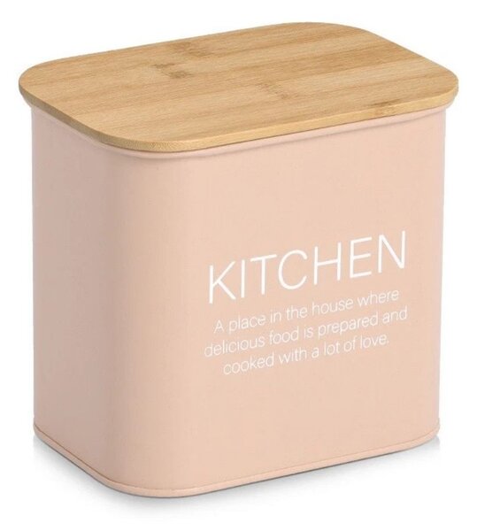Zeller Present Plechová dóza s bambusovým vekom, mandľová KITCHEN ZELLER 2,3l - 17 x 12 x 16 cm