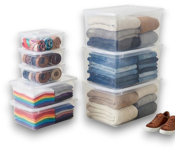 Keeeper Sada úložných boxov s vekom BEA Clearbox (3 x 1,7L, 2 x 5,5L, 3 x 18L), 39 x 33,5 x 25 cm