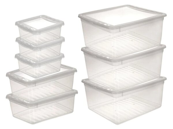 Keeeper Sada úložných boxov s vekom BEA Clearbox (3 x 1,7L, 2 x 5,5L, 3 x 18L), 39 x 33,5 x 25 cm