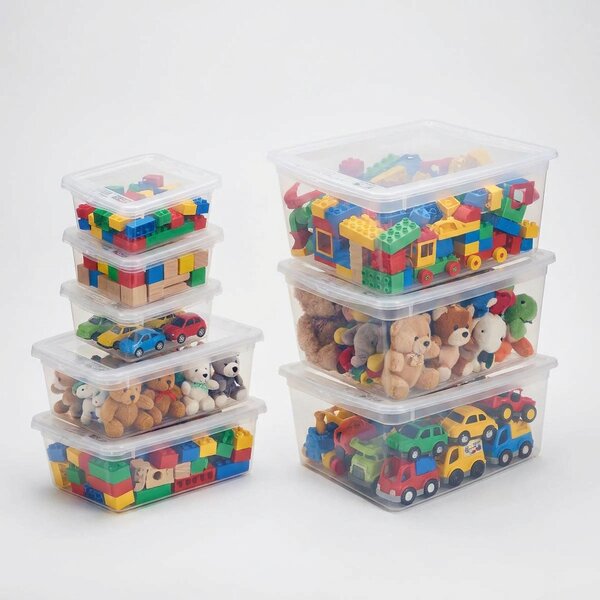 Keeeper Sada úložných boxov s vekom BEA Clearbox (3 x 1,7L, 2 x 5,5L, 3 x 18L), 39 x 33,5 x 25 cm