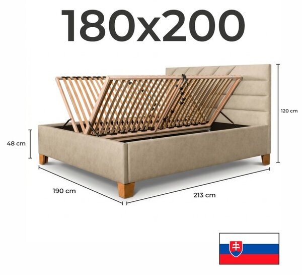 Posteľ čalúnená BOMAL + lamelový rošt + matrac EMI