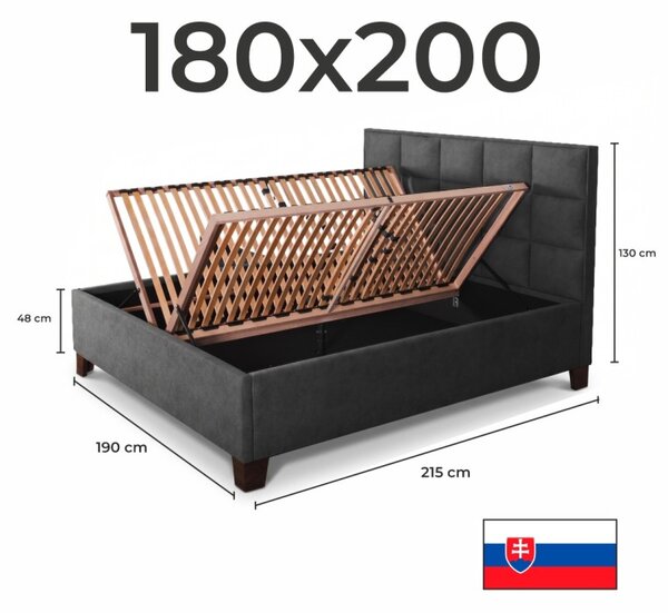 Posteľ čalúnená MONRA + lamelový rošt + matrac EMI