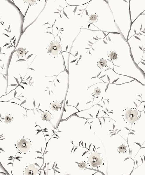 Biela kvetinová vliesová tapeta na stenu, SUM201, Summer, Khroma by Masureel