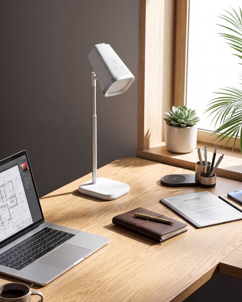 Stolná a nástenná LED lampa biela syntetický materiál 3 režimy teploty svetla so stmievačom nastaviteľná odnímateľná kancelária