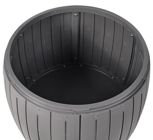 Záhradný úložný box sivý plast ⌀ 56 cm okrúhly tvar s držadlami na vonkajšie textílie exteriér