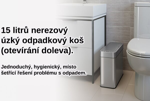 Bezdoteku Odpadkový kôš bezdotykový nerezový 1WING 15 L LEFT