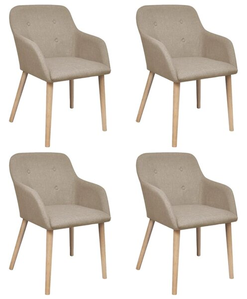 Jedálenské stoličky 4 ks, béžové, látka a dubový masív