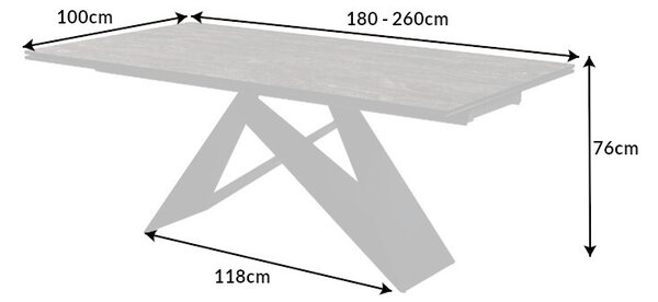 Rozkladací jedálenský stôl Brock hrdza 180-260 cm