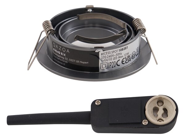 Moderné zapustené bodové svetlo tmavosivé GU10 50 mm okrúhle výkyvné - Rondoo