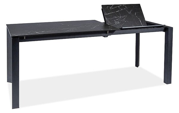 SIG Rozkladací jedálenský stôl METROPOL CERAMIC 120(180)x80x76 čierny efekt mramoru/čierny mat