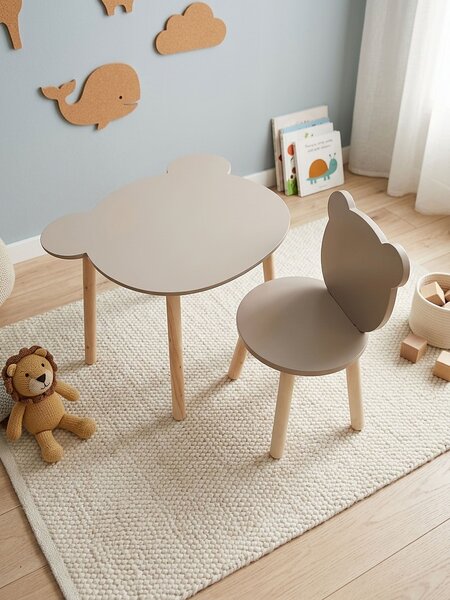 Sinsay - Set stolíka a stoličky s motívom medvedíka 2 pack - béžová