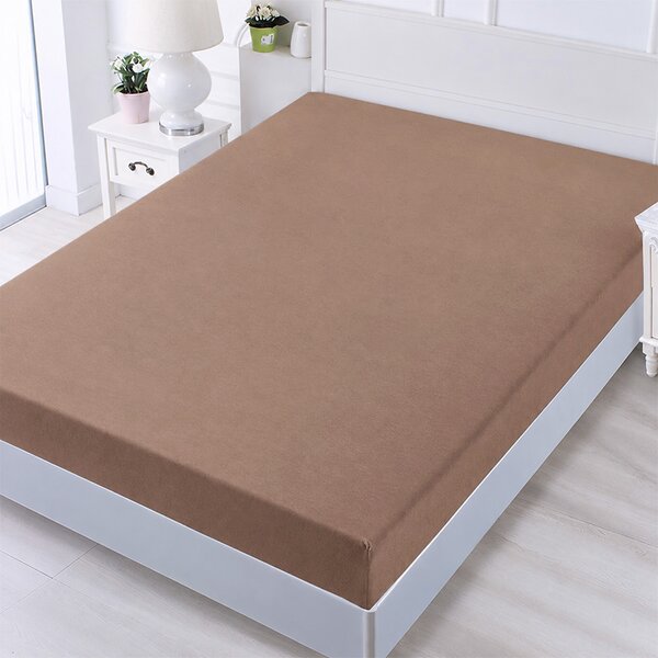 Bavlnené prestieradlo na postel 180x200+25 cm bledohnedé (Prestieradlo na matrac 180x200cm s výškou 25cm)