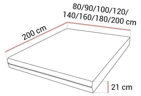 PENOVÝ MATRAC NUVEO 80 x 200 / 21 cm H3 / H4 STREDNE TVRDÝ + TVRDÝ