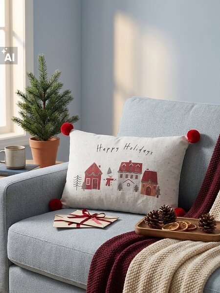 Sinsay - Vianočný vankúš s nápisom „Happy Holidays“ - viacfarebná
