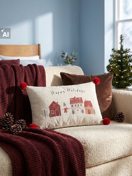 Sinsay - Vianočný vankúš s nápisom „Happy Holidays“ - viacfarebná