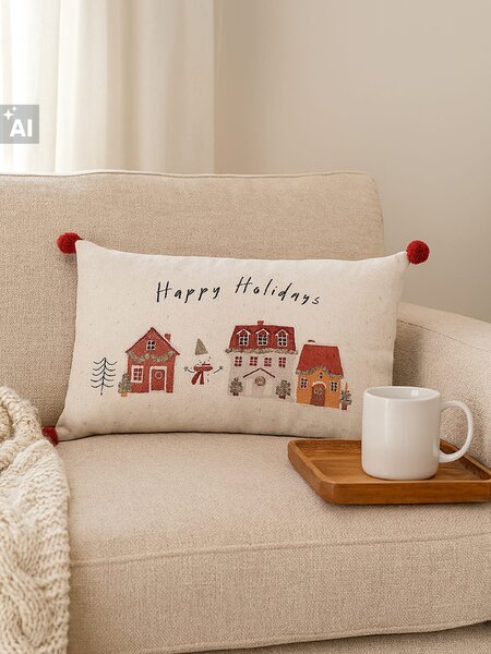 Sinsay - Vianočný vankúš s nápisom „Happy Holidays“ - viacfarebná