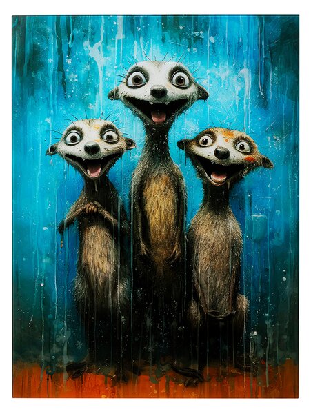 Singing Meerkats obraz modrý 80x60 cm
