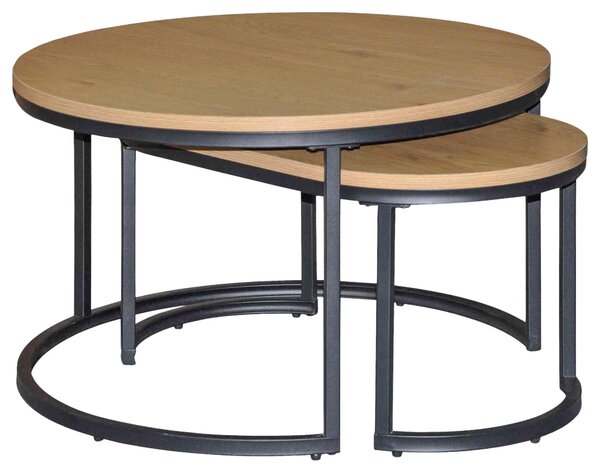SADA KONFERENČNÝCH STOLÍKOV, čierna, divoký dub, kov, kompozitné drevo, 70/70/42 cm MID.YOU - Stolíky do obývačky, Online Only