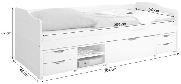 POSTEĽ S ÚLOŽNÝM PRIESTOROM, 90/200 cm farba borovice MID.YOU - Postele, Online Only
