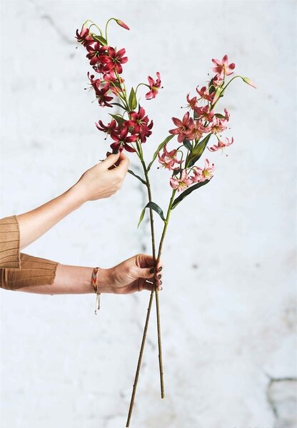 Umelá ľalia tmavočervená 80 cm – elegantná dekorácia - 71 - 90 cm
