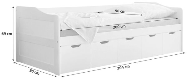 POSTEĽ S ÚLOŽNÝM PRIESTOROM, 90/200 cm farba borovice MID.YOU - Postele, Online Only