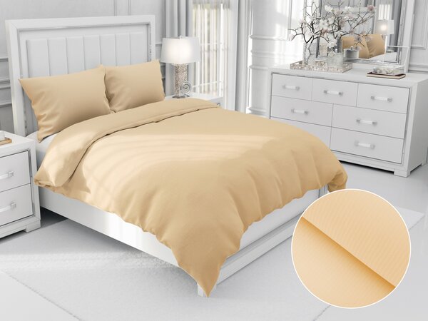 Biante Damaškové posteľné obliečky Atlas Grádl svetlo žltooranžové tenké pásiky 2 mm DM-007 Jednolôžko 140x200 a 70x90 cm