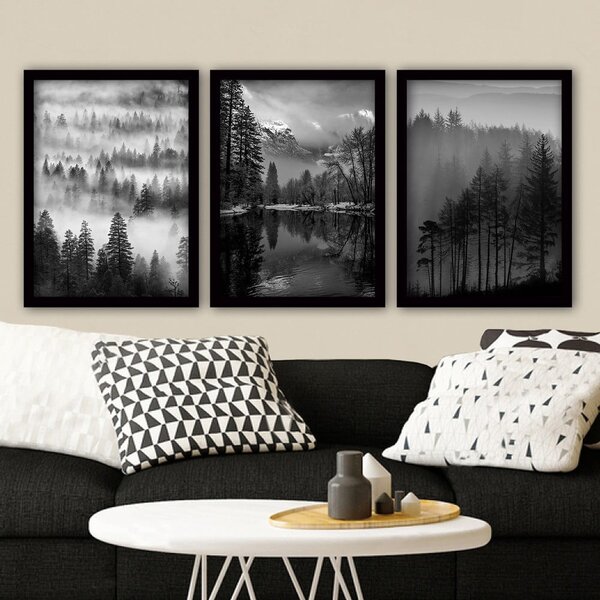 Obrazy v súprave 3 ks 35x45 cm Black & White – Wallity