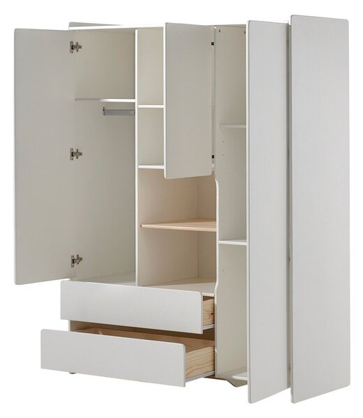 Biela detská šatníková skriňa Vipack Kiddy, 137,8 x 190 cm