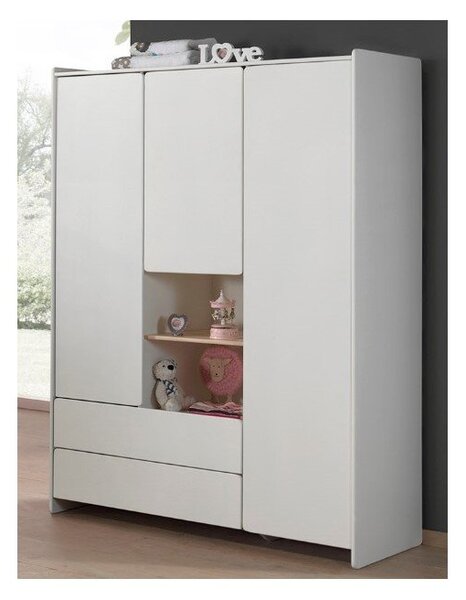 Biela detská šatníková skriňa Vipack Kiddy, 137,8 x 190 cm