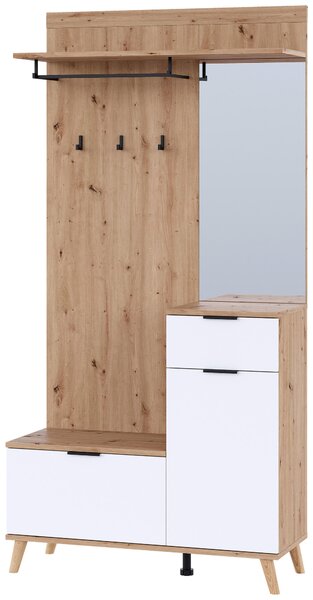 PREDSIEŇOVÝ NÁBYTOK, biela, dub artisan, 100/202/40 cm Xora - Predsieňové programy
