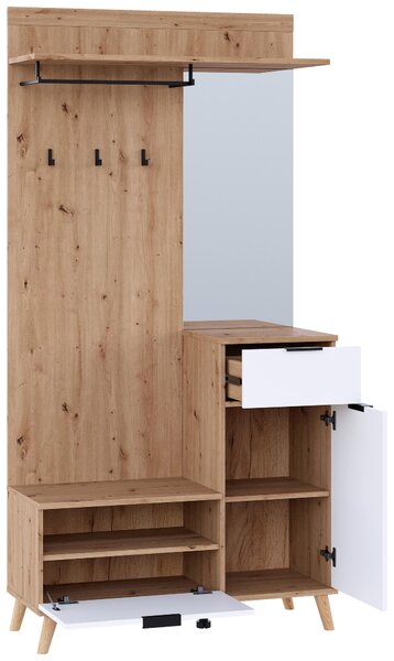 PREDSIEŇOVÝ NÁBYTOK, biela, dub artisan, 100/202/40 cm Xora - Predsieňové programy