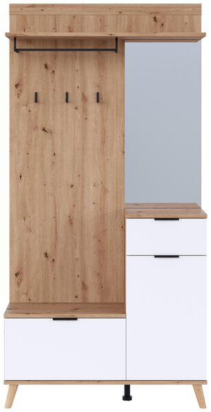 PREDSIEŇOVÝ NÁBYTOK, biela, dub artisan, 100/202/40 cm Xora - Predsieňové programy