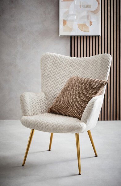 KRESLO UŠIAK, kov, textil, béžová Ambia Home - Kreslá