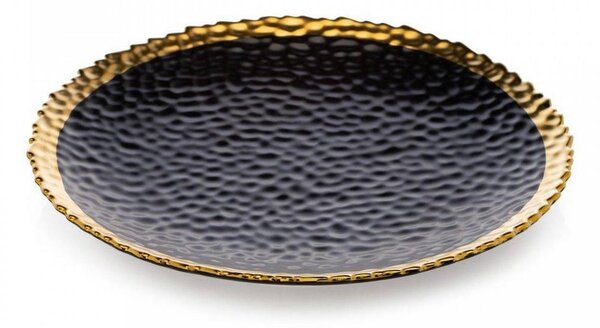 HowHomely Jedálenský tanier KATI 25 cm čierna/zlatá DD0391 + záruka 3 roky zadarmo